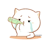 😭 gato, bebiendo, llorando, triste, lindo, botella telegram sticker