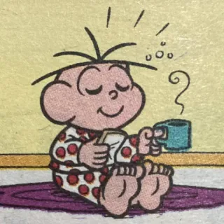 😌 kartun, karakter, kopi, pagi, piyama telegram sticker