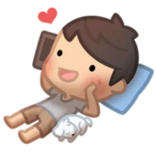 😃 cartoon, schattig, liefde, hart, jongen, ontspannen, telefoon telegram sticker