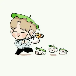 🍭 DEOKRIM Cartoon, Figur, Süß, Laufen, Blatt, Essen telegram sticker