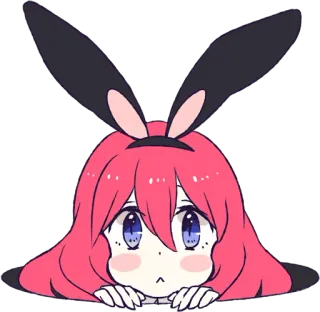 👀 Anime, Desenho animado, Orelhas de coelho, Fofo, Cabelo rosa, Garota telegram sticker