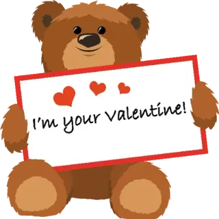 😍 I'm your Valentine! День святого Валентина, медведь, сердца, любовь, приветствие telegram sticker