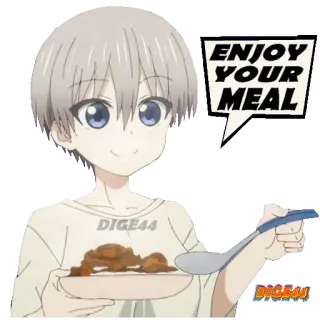 🍝 ENJOY YOUR MEAL anime, food, meal, cartoon, cute telegram sticker