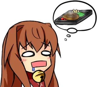 🤤 Anime, Fille, Faim, Nourriture, Penser, Kawaii whatsapp sticker