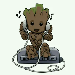 🌴 Groot Guardians of the Galaxy Groot, Groot con, Marvel, tai nghe, âm nhạc, dễ thương telegram sticker