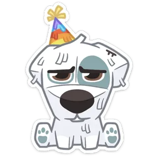 😒 chien, chiot, fête, anniversaire, chapeau, mignon whatsapp sticker