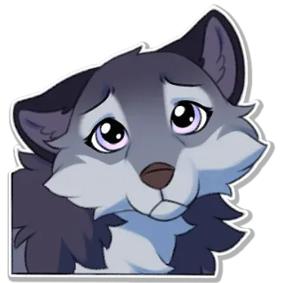 😟 wolf, cute, sad, animal, cartoon telegram sticker