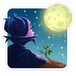 ☹️ Maleficent มาเลฟิเซนต์, ดิสนีย์, ตัวร้าย, พระจันทร์, ดาว telegram sticker
