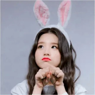🍃 여자, 토끼 귀, 귀여운, 인물 사진, 소녀, 한국 telegram sticker