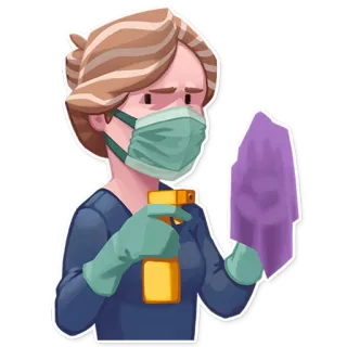 😷 nettoyage, masque, femme, pulvérisateur, chiffon, hygiène telegram sticker