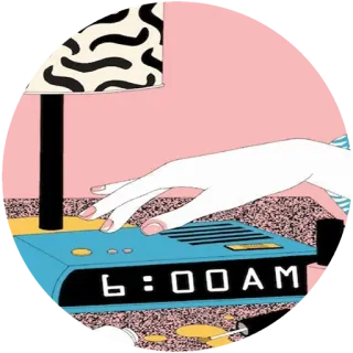 🌸 6: 00 AM будильник, утро, 6 утра, рука, лампа, время telegram sticker