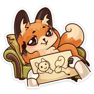 😊 volpe, disegno, gatto, animale, cartone animato, carino, adesivo telegram sticker