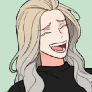 🖤 mulher, cabelo loiro, rindo, desenho animado, avatar whatsapp sticker