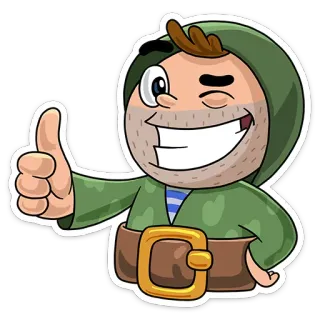 😉 Cartone animato, Pollice in su, Occhiolino, Sorriso, Uomo telegram sticker
