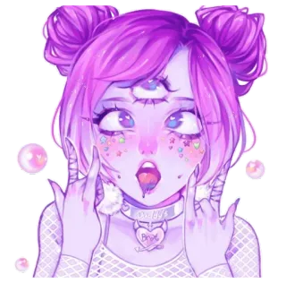😝 anime, girl, offensive, horns, purple telegram sticker