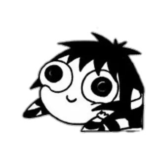 😁 personaggio, adesivo, cartone animato, bianco e nero, gesto telegram sticker
