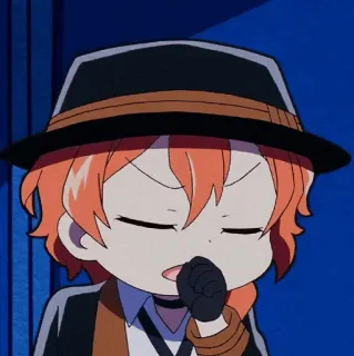🍷 Chuuya Nakahara Bungou Stray Dogs Anime, Chibi, Hut, Süß, Cartoon whatsapp sticker