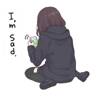 💬 I'm sad. грустный, аниме, девушка, эмоциональный, одинокий, депрессивный telegram sticker