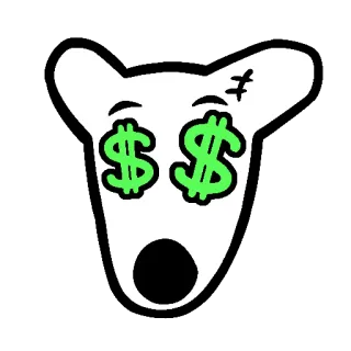 🤑 cane, soldi, dollari, cartone animato, finanziario, avidità telegram sticker