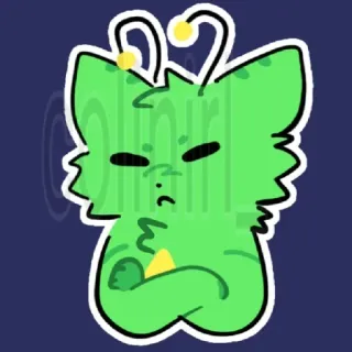 ❇️ olarr Obcy, Zielony, Słodki, Kot, Kreskówka telegram sticker