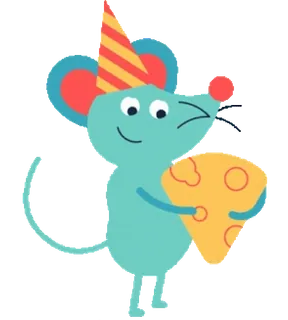 🐭 tikus, binatang, ulang tahun, keju, lucu, pesta, perayaan telegram sticker