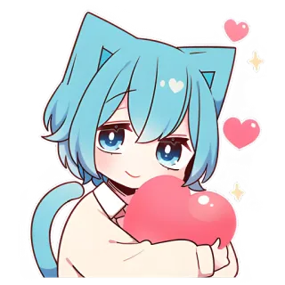 ❤️ อนิเมะ, แมว, น่ารัก, คาวาอิ, หัวใจ, การ์ตูน, สติกเกอร์ telegram sticker