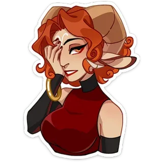 🤦‍♀️ ปีศาจ, แฟนตาซี, ตัวละคร, เขา, ผมแดง, ผู้หญิง telegram sticker
