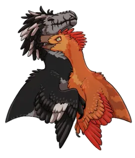 🥰 dinossauro, emplumado, T-Rex, arte, ilustração, aviário telegram sticker