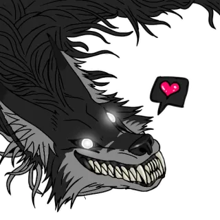 ❤️ werewolf, monster, fantasy, creature, animal, heart telegram sticker