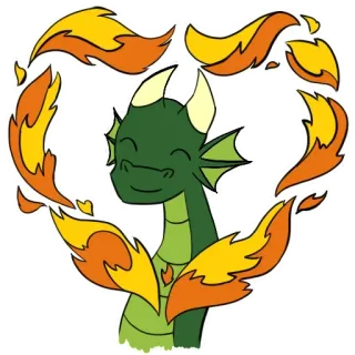 🤪 Drache, Feuer, Herz, Cartoon, Fantasy, Kreatur, Tier whatsapp sticker