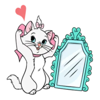 ❣ Marie The Aristocats gato, disney, aristogatos, dibujos animados, lindo, espejo telegram sticker