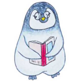 📚 pingouin, lecture, livre, lunettes, animal, dessin animé telegram sticker