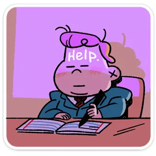 🆘 Help. Kartun, Bantuan, Kantor, Meja, Sedih telegram sticker