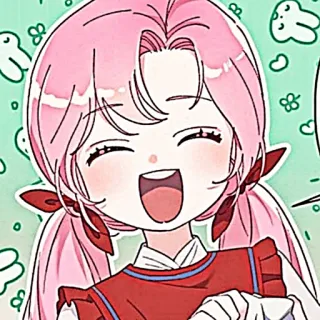 🌸 Kartun, Lucu, Gadis, Rambut merah muda, Senang telegram sticker
