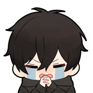 🖤 sad, crying, anime, black hair, tears telegram sticker