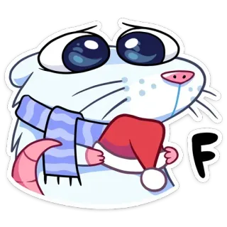 🔹 F topo, triste, inverno, lettera, cartone animato, sciarpa telegram sticker
