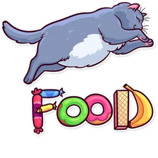 🍭 FOOD cat, food, donut, banana, candy telegram sticker