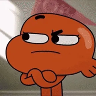😐 Darwin Watterson The Amazing World of Gumball darwin, gumball, dibujos animados, pez, personaje, molesto, pensando telegram sticker