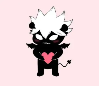 🥰 demônio, coração, fofo, kawaii, anime, mangá, diabo, desenho animado telegram sticker