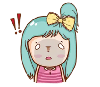 😨 Cartoon, Mädchen, Emotion, Ausrufezeichen, geschockt telegram sticker