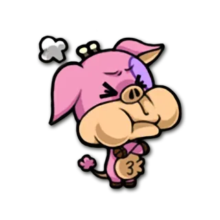 😣 돼지, 만화, 귀여운, 화난, 동물, 일러스트, 분홍색 telegram sticker