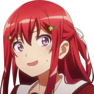 😅 anime, gadis, rambut merah, kartun telegram sticker