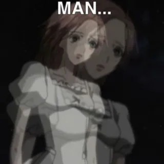 😒 MAN... anime, cô gái, buồn, cảm xúc, manga telegram sticker