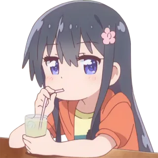 🥤 anime, gadis, minum, kartun telegram sticker