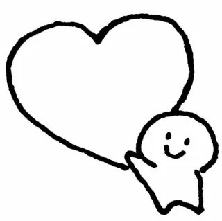 💘 coração, amor, personagem, fofo, simples, rabisco, contorno telegram sticker