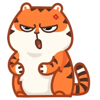 😠 tiger, cartoon, animal, angry, expression telegram sticker