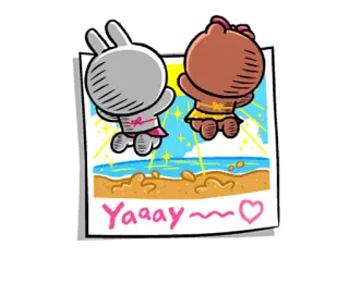 😄 Yaaay joyeux, plage, mignon, dessin animé, fête, joyeux telegram sticker