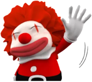 🤡 Clown, rote Haare, Gruß, winken, Cartoon whatsapp sticker