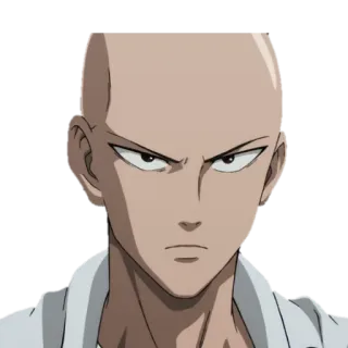 😠 Saitama One-Punch Man anime, one-punch man, saitama, hero, bald, serious, character, manga telegram sticker