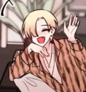 👋 动漫, 卡通, 角色, 微笑, 金发, 挥手 telegram sticker